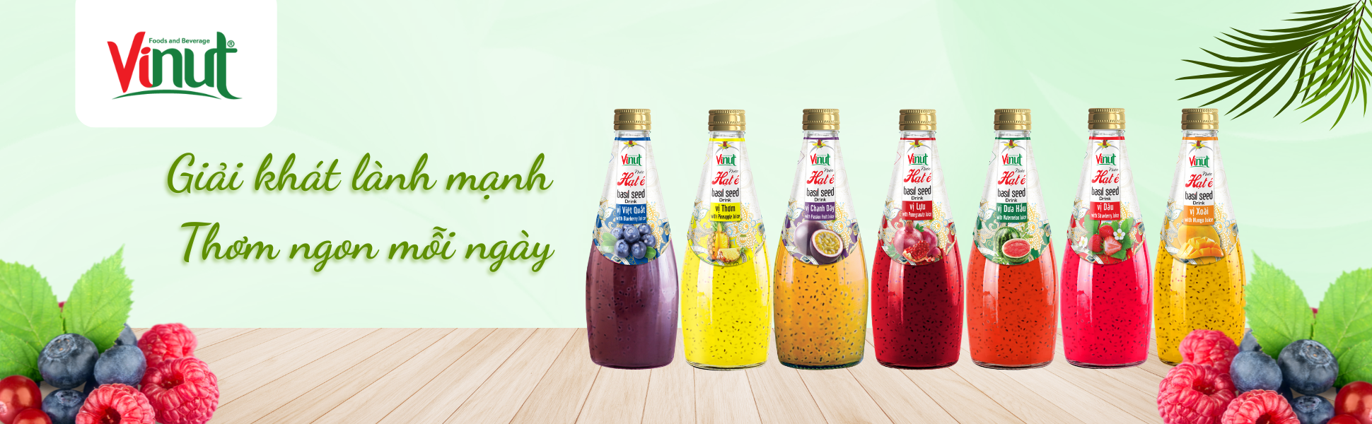 hạt é đóng chai, vinut, nước giải khát vinut, nước giải khát