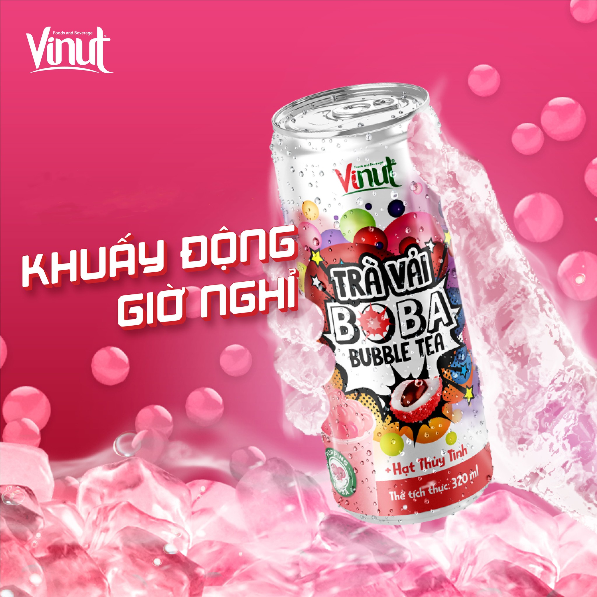 trà vải hạt thủy tinh boba