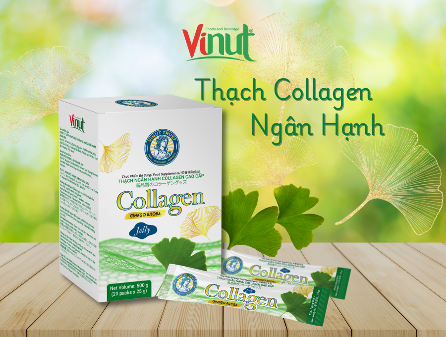 thạch ngân hạnh collagen, thạch collagen, lợi ích thạch collagen, collagen, lá cây ngân hạnh