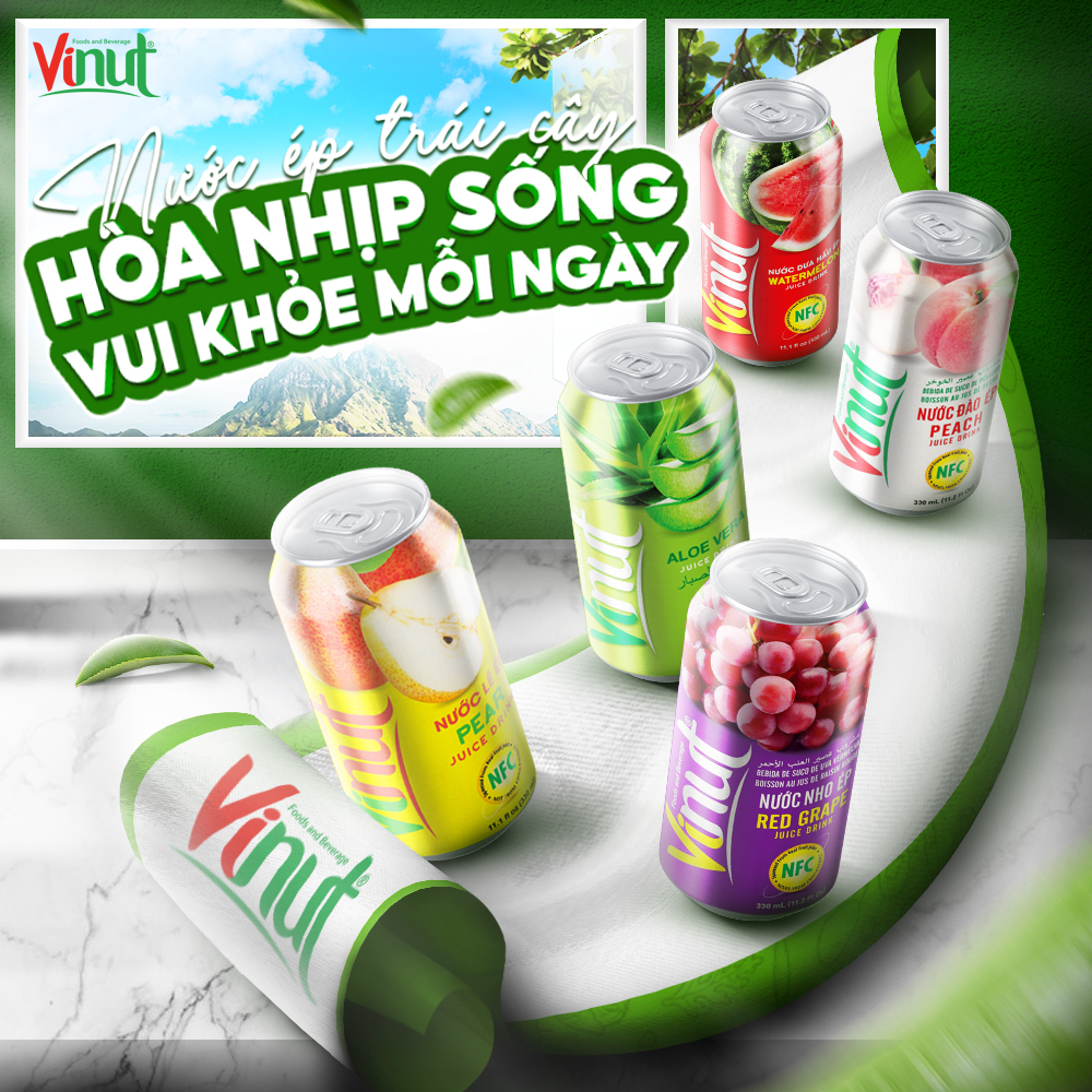 nước ép trái cây, nước ép trái cây đóng lon, vinut, nước giải khát